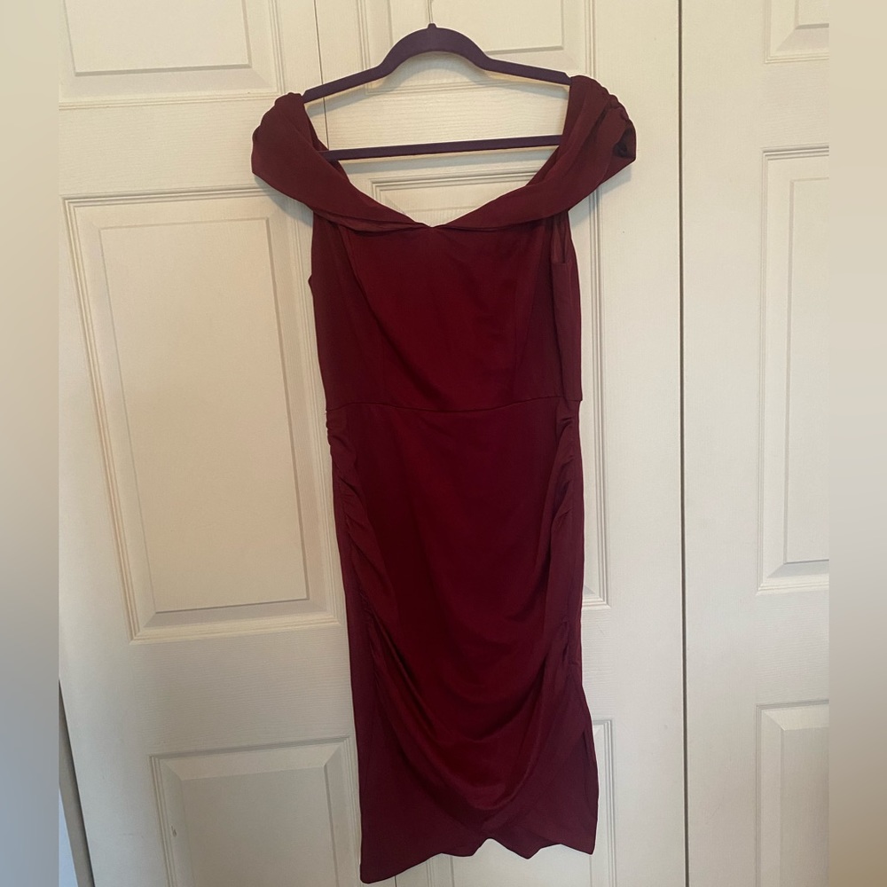 Off shoulder dark purple dress